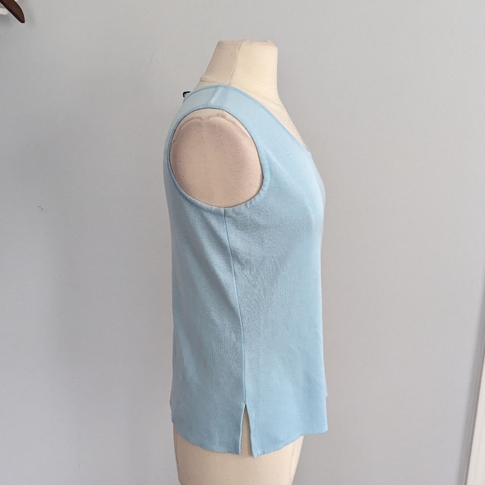 Women's Ming Wing Sky Blue Round Scoop Neck Tank Medium Professional - Picture 5 of 7